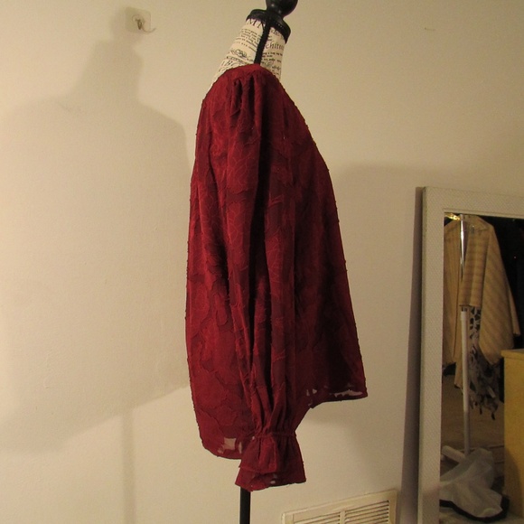 Chic Maroon Lace Blouse - Picture 4 of 5